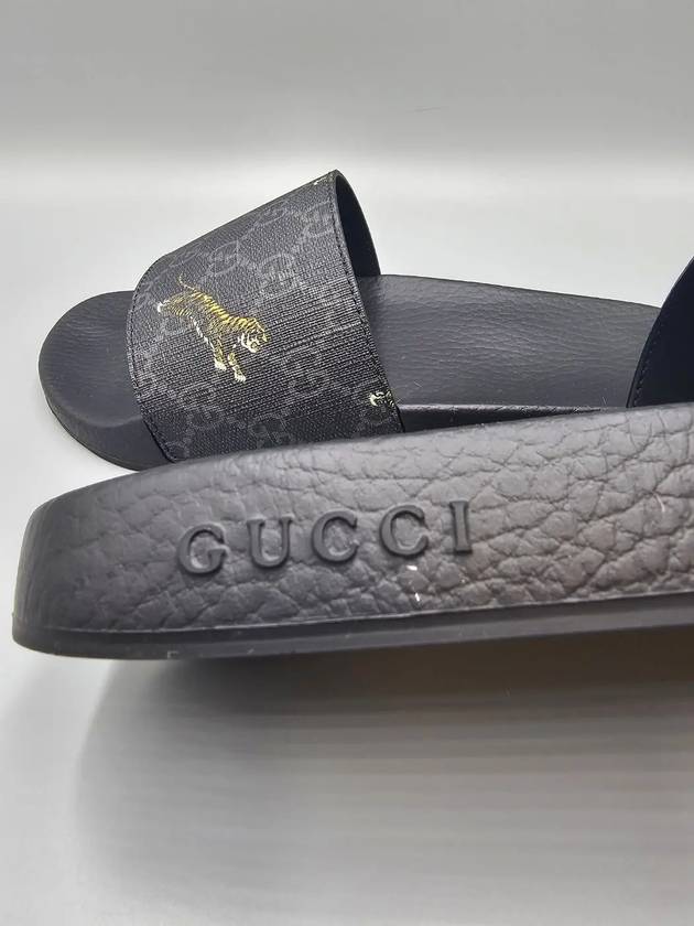 GG Supreme Tiger Slippers Black - GUCCI - BALAAN 8