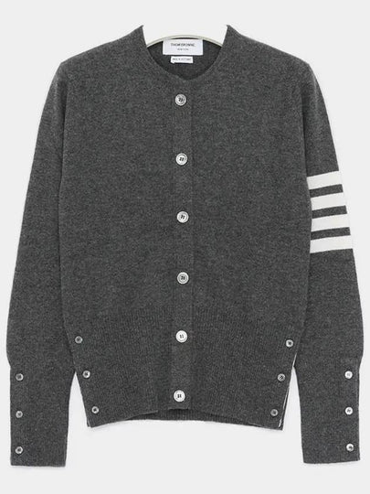 Cashmere Crew Neck Cardigan Medium Grey - THOM BROWNE - BALAAN 2