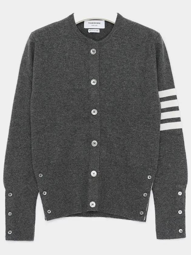 Cashmere Crew Neck Cardigan Medium Grey - THOM BROWNE - BALAAN 3