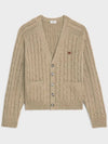 Triomphe Embroidered Cable Knit Cashmere Cardigan Light Taupe - CELINE - BALAAN 2