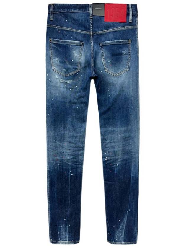 Skater Red Patch Logo Cotton Slim Fit Jeans Blue - DSQUARED2 - BALAAN 3