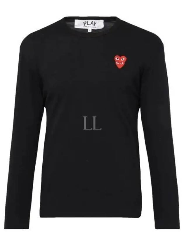 Play Double Heart Waffen Long Sleeve T-Shirt Black - COMME DES GARCONS - BALAAN 2