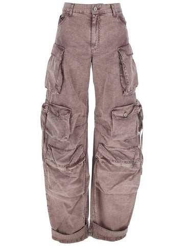 Pink Jeans With Logo Patch On The Rear And Turn-Up Cuffs In Denim Woman - THE ATTICO - BALAAN 1