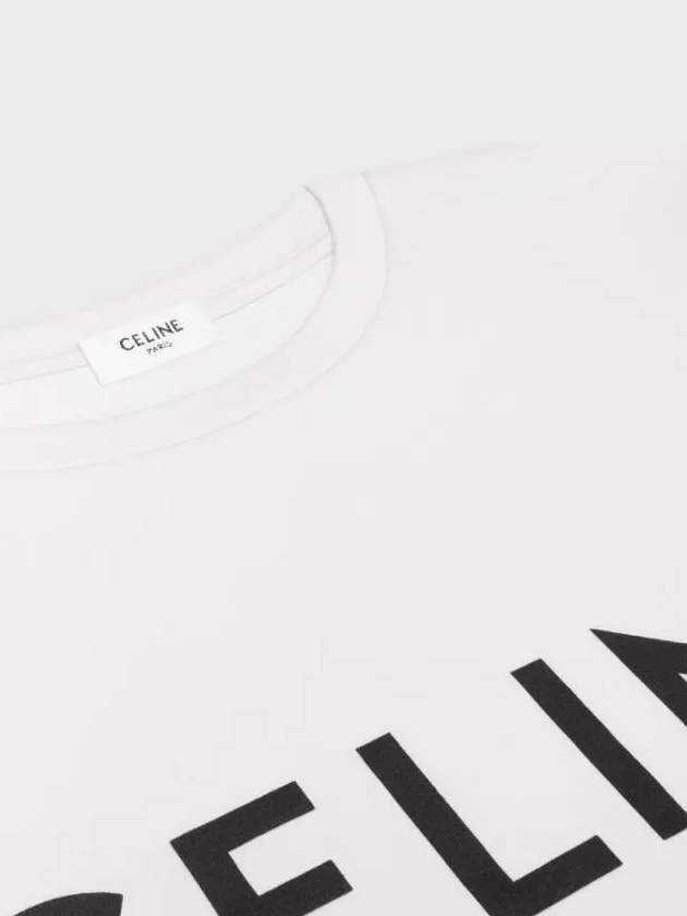 Logo Print Cotton Short Sleeve T-shirt White - CELINE - BALAAN 4