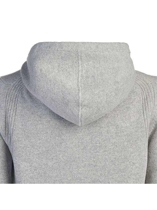 Waffen Patch Knit Zip Up Hoodie Light Grey - STONE ISLAND - BALAAN 7