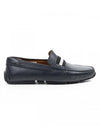 Pierce Striped Leather Loafer Navy - BALLY - BALAAN.