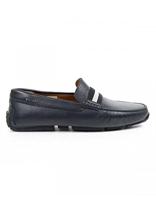Pierce Striped Leather Loafer Navy - BALLY - BALAAN.