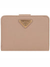 Triangle Logo Saffiano Half Wallet Pink - PRADA - BALAAN 2