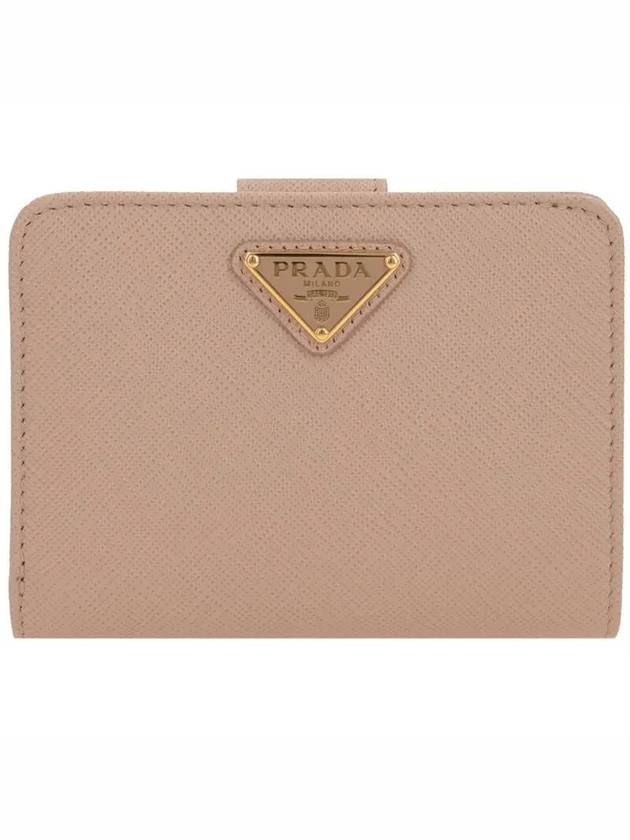 Triangle Logo Saffiano Half Wallet Pink - PRADA - BALAAN 2