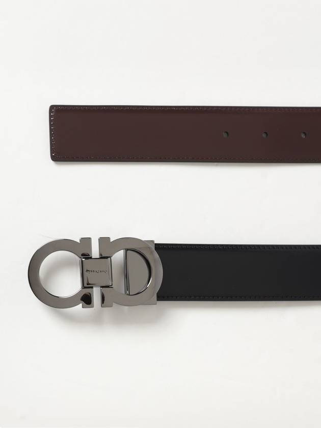 Double Gancini Reversible Leather Belt Black Auburn - SALVATORE FERRAGAMO - BALAAN 3