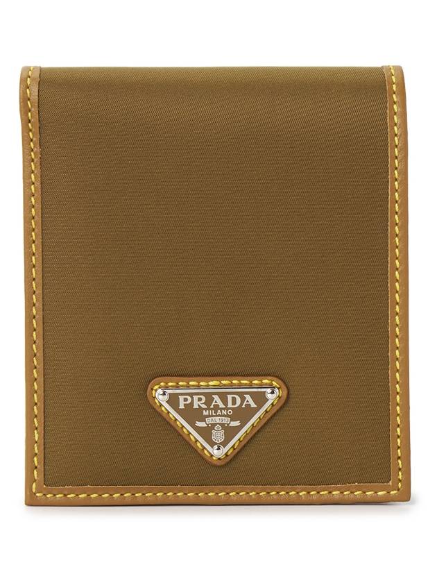 Triangle Logo Re-Nylon Half Wallet Brown - PRADA - BALAAN 2