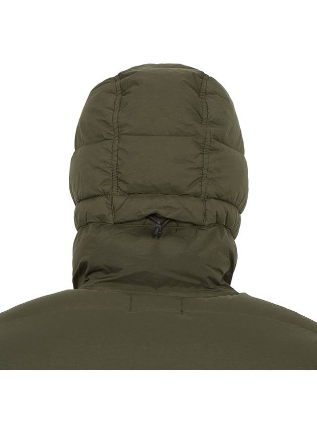 Seamless Logo Nylon Hooded Down Jacket Olive - STONE ISLAND - BALAAN 11