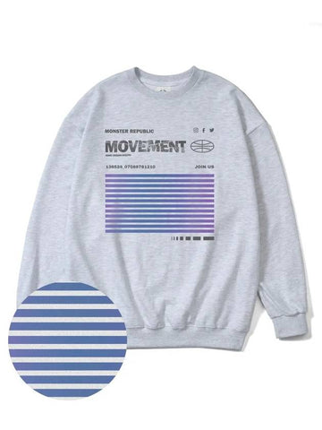 Social Stance Blue Overfit Sweatshirt Melange Grey - MONSTER REPUBLIC - BALAAN 1