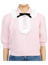 Wool Collar Short Sleeve Knit Top Pink - ALESSANDRA RICH - BALAAN 2