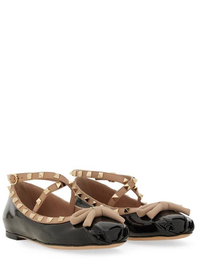 Rockstud Patent Leather Ballerina Black - VALENTINO - BALAAN 3