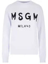 Women's Brushed Logo Crew Neck Sweatshirt White - MSGM - BALAAN 2