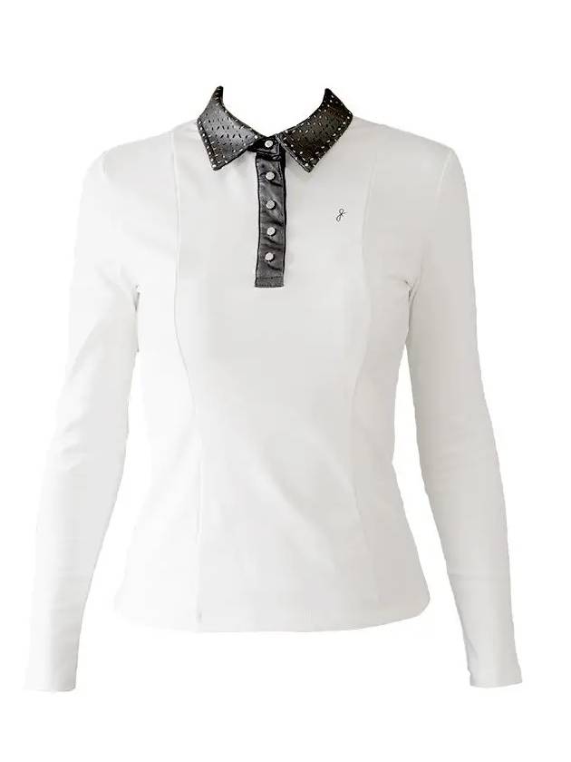 Leather Collar T Shirt White - J JANE - BALAAN 2