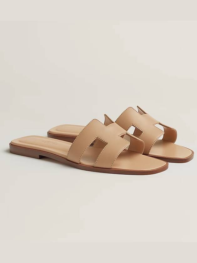 Women s Oran Sandals Calfskin Beige - HERMES - BALAAN 6