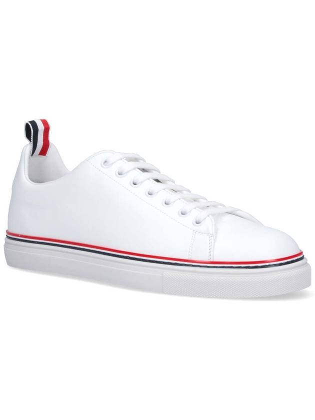 Tennis Vitello Calf Leather Low Top Sneakers White - THOM BROWNE - BALAAN 3