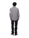 Men's Diagonal Shambray Print Nametag Straight Fit Long Sleeve Shirt Medium Grey - THOM BROWNE - BALAAN 6