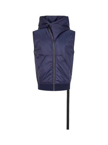 MEN DRKSHDW Nylon Hooded Zip Up Vest Dark Blue - RICK OWENS - BALAAN 1