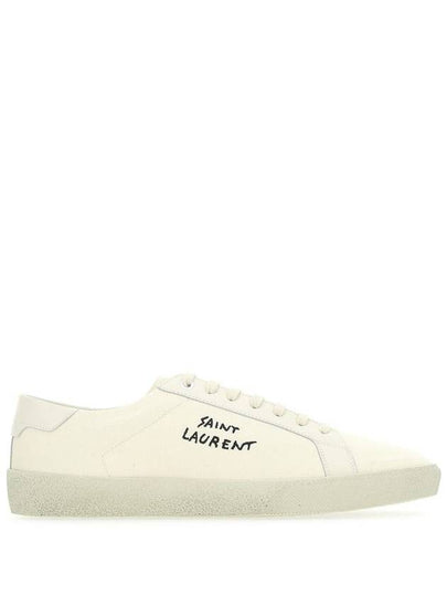 Court Classic SL/06 Embroidered Sneakers In Canvas And Leather Cream - SAINT LAURENT - BALAAN 2