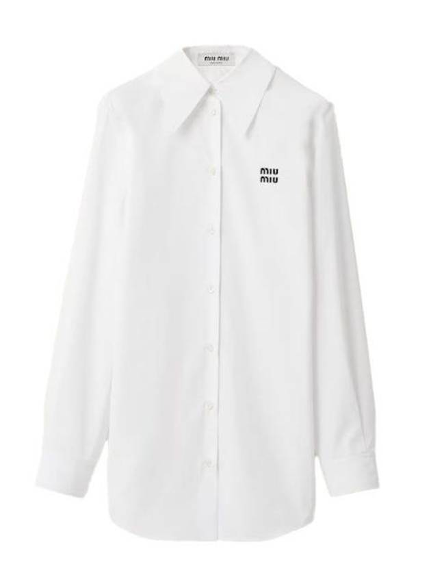 logo poplin shirt white - MIU MIU - BALAAN 1