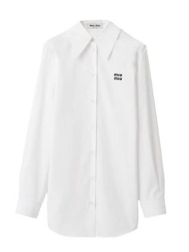 logo poplin shirt white - MIU MIU - BALAAN 1