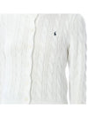 Women's Embroidered Logo Pony Cable Cardigan White - POLO RALPH LAUREN - BALAAN 5