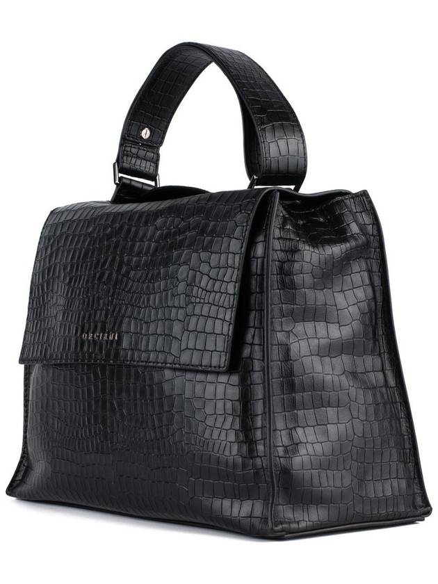 Orciani Sveva Cocco Medium Shoulder Bag In Black Coconut Print Nappa Leather - ORCIANI - BALAAN 3