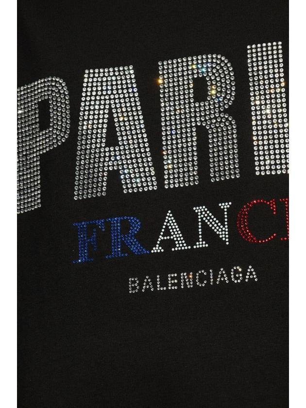 Paris Strass Oversized Short Sleeve T-Shirt Black - BALENCIAGA - BALAAN 6