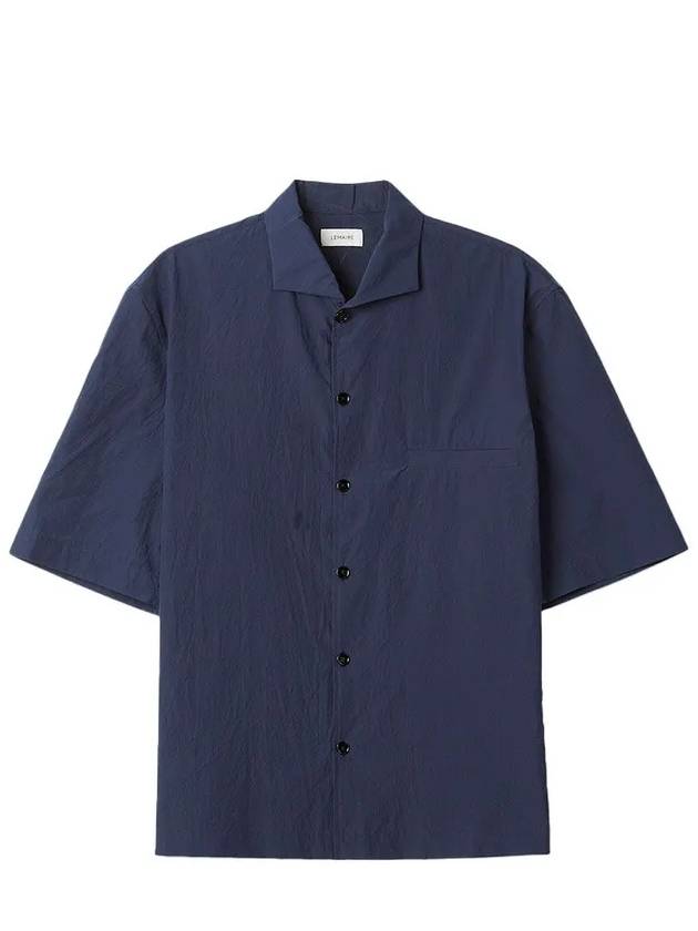 Camp Collar Cotton Short Sleeve Shirt Navy - LEMAIRE - BALAAN 2