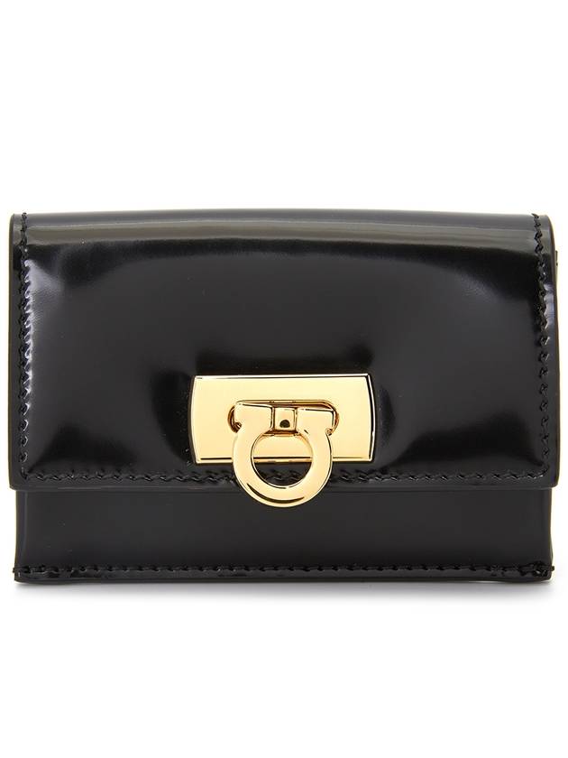 Women's Logo Closure Card Wallet Black - SALVATORE FERRAGAMO - BALAAN 2