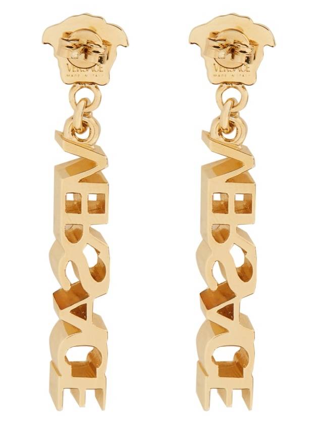 Logo Drop Earrings Gold - VERSACE - BALAAN 8