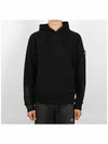 Logo Patch Brushed Cotton Hoodie Black - STONE ISLAND - BALAAN 3