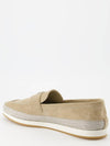 Triangle Logo Suede Loafers Beige - PRADA - BALAAN 3