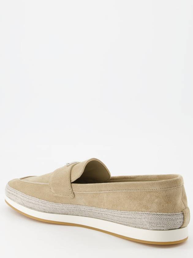 Triangle Logo Suede Loafers Beige - PRADA - BALAAN 3