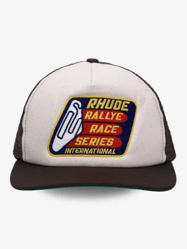 Race Series Washed Trucker Ball Cap Brown Vintage White RHPF23HA110096721672 - RHUDE - BALAAN 1