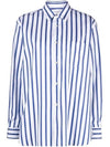 Men's Striped Poplin Long Sleeve Shirt Blue - COMME DES GARCONS - BALAAN 8