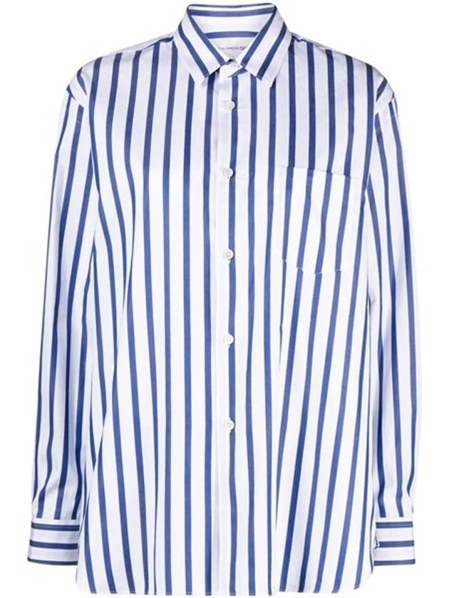 Men's Striped Poplin Long Sleeve Shirt Blue - COMME DES GARCONS - BALAAN 8