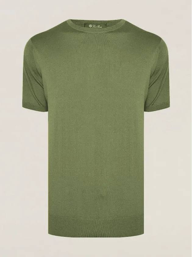 Men's Girocolo Green Short Sleeve T-Shirt FAL0220 50OD - LORO PIANA - BALAAN 3