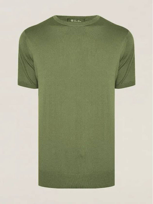 Men's Girocolo Green Short Sleeve T-Shirt FAL0220 50OD - LORO PIANA - BALAAN 2