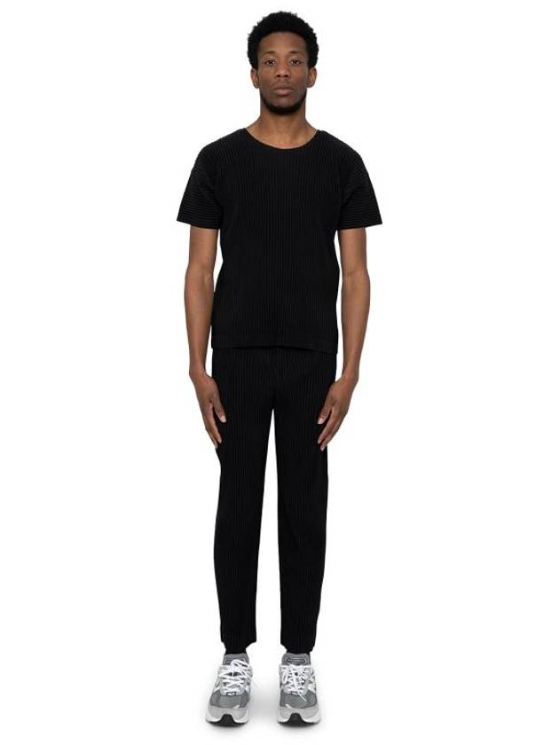 Pleated Short Sleeve T-Shirt Black - ISSEY MIYAKE - BALAAN 5