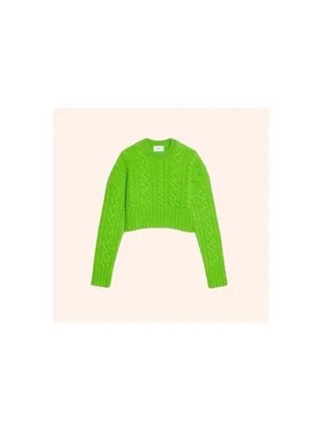 Cable Wool Knit Top Green - AMI - BALAAN 2