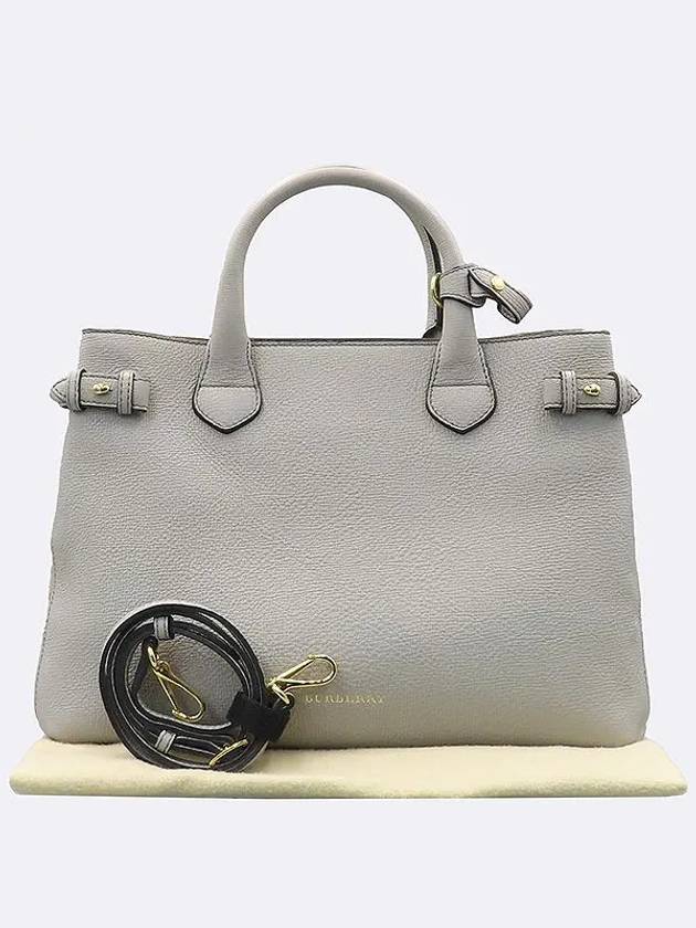 3997066 Gray leather check banner bag tote shoulder strap 2WAY - BURBERRY - BALAAN 1