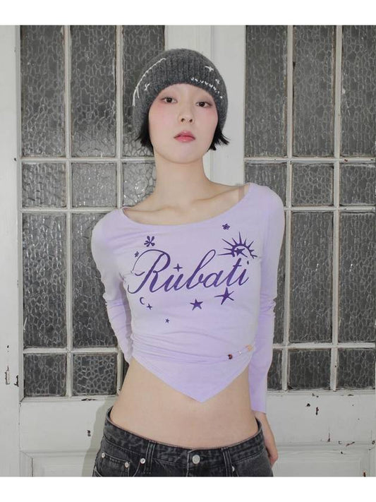 Sunrise Wide Neck Strap Crop Tshirt_PURPLE Women's Long Sleeve TShirt - RUBATI - BALAAN 1