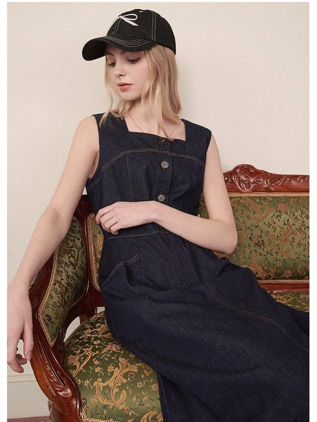 Verbena Denim Sleeveless Long Dress Navy - MICANE - BALAAN 4