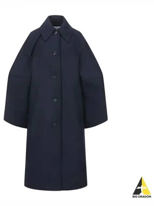 J W Anderson Women s Balloon Sleeve Wool Coat Navy CO0238 PG1012 - JW ANDERSON - BALAAN 1