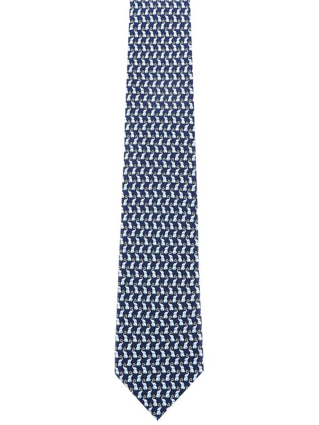 Salvatore Gancini motif tie marine - SALVATORE FERRAGAMO - BALAAN.