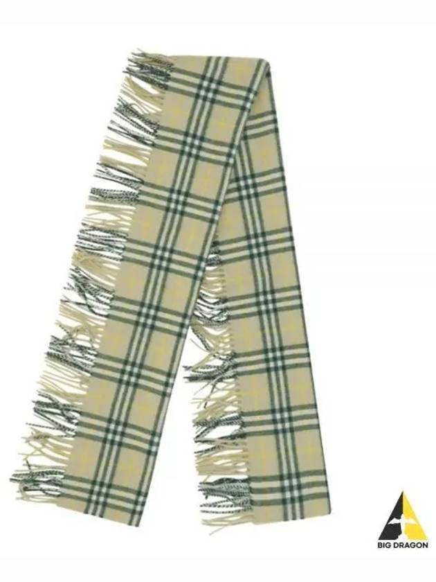 Check Print Cashmere Scarf Green - BURBERRY - BALAAN 2